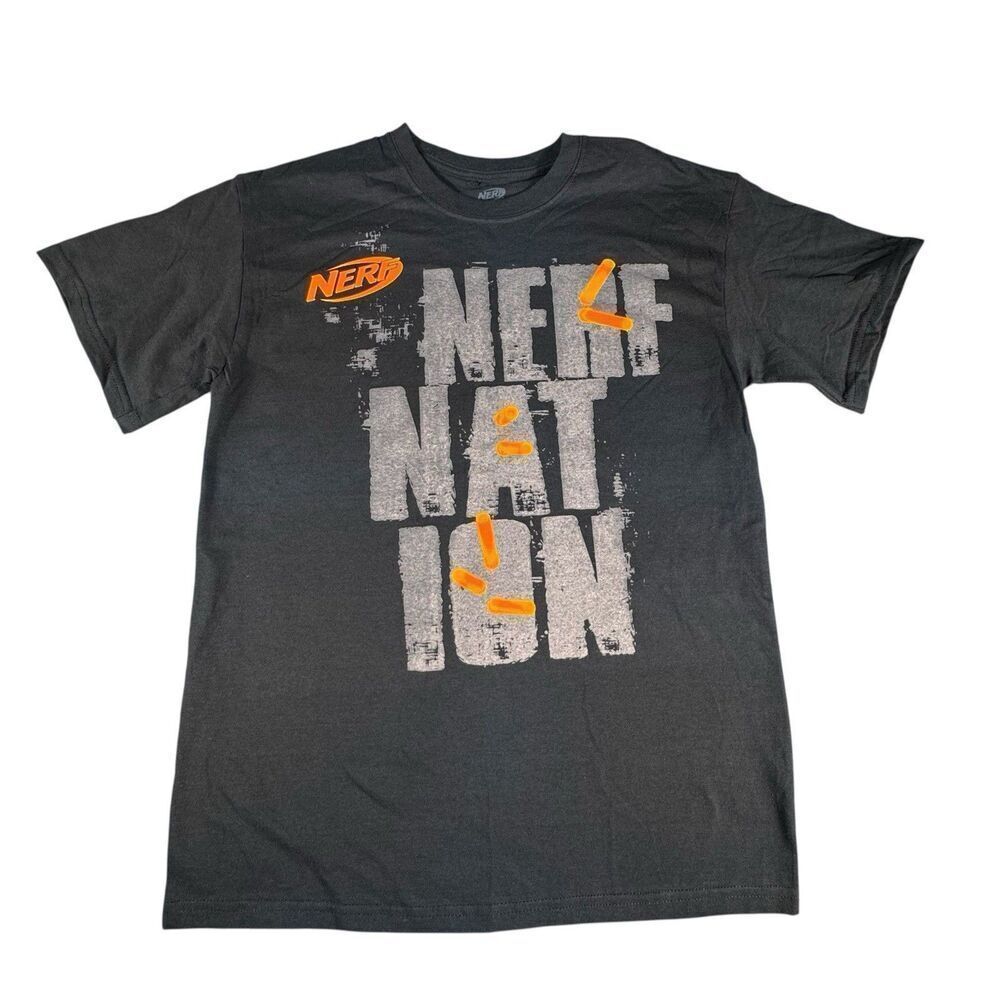 Nerf Nation Sz M Shirt Tee Black Orange Nerf Gun Nation T-Shirt Slim
